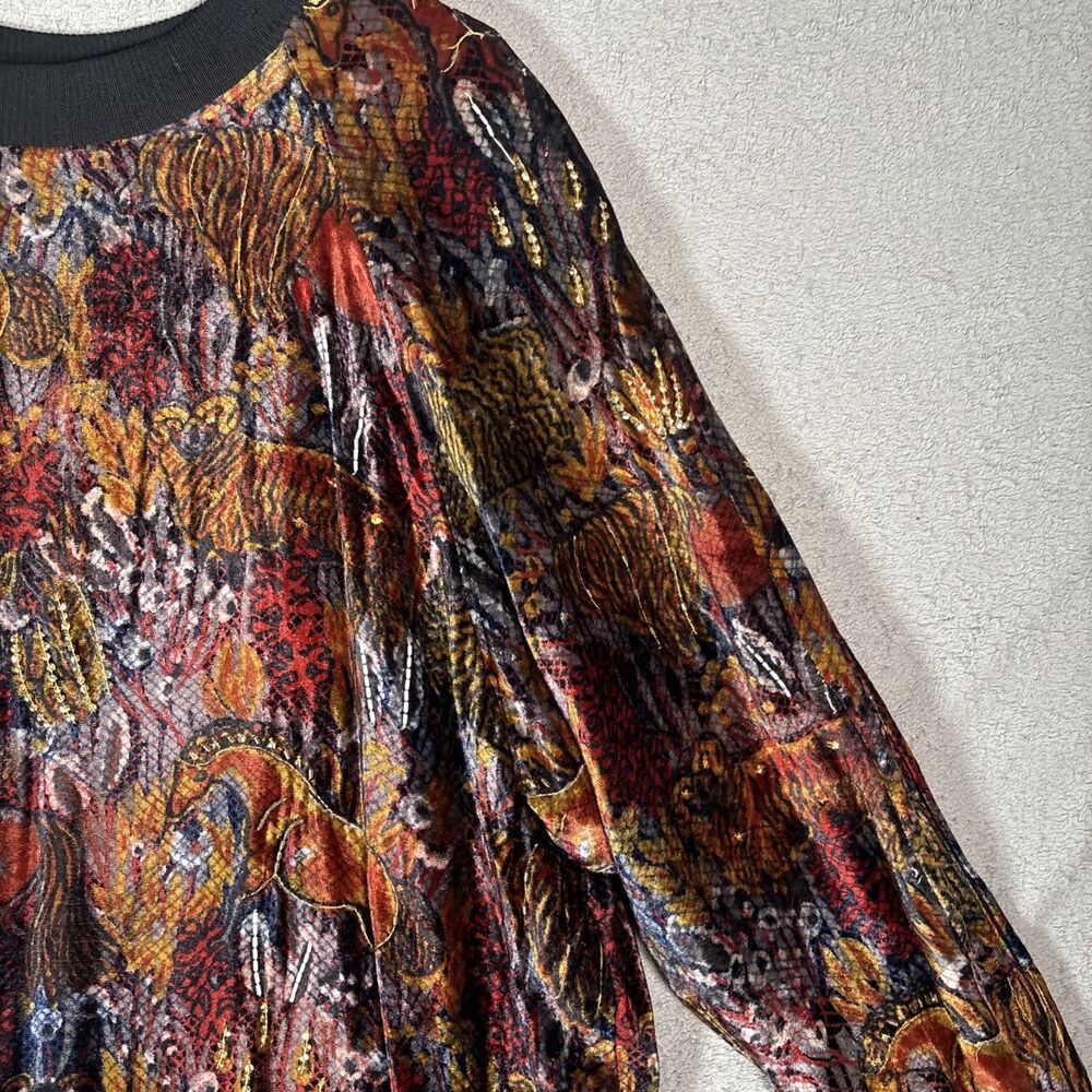 VNTG Judith Ann Creations Sweater Women's Size 2X Lined Rayon Artsy Horse Farm - Picture 6 of 16